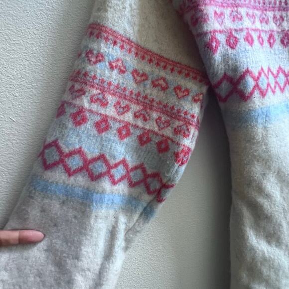 Urban Outfitters Ella Louis Sweater Romper in Fair Isle Heart Print Women's Sz S - Picture 4 of 9